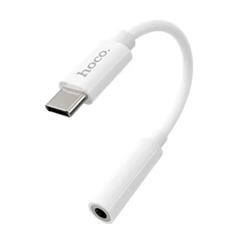 Garso adapteris HOCO LS30 USB Type-C į AUX 3.5mm, baltas
