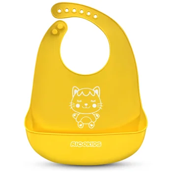 Ricokids silikoninis seilinukas su kišene, geltonas