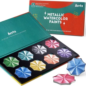Arrtx metalo blizgesio akvarelė APW-001-M0108, 8 spalvos
