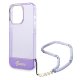 Guess Translucent Pearl Strap dėklas iPhone 14 Pro Max telefonui, violetinis