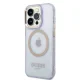 Guess Gold Outline MagSafe dėklas, skirtas iPhone 14 Pro Max, violetinis