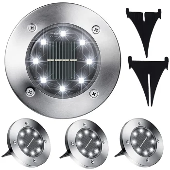 Saulės energija įkraunami sodo šviestuvai su 8 LED, 4 vnt.