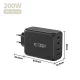 Sieninis įkroviklis Tech-Protect NC200W-GaN, 4 prievadai, 200W, juodas