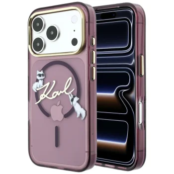 Karl Lagerfeld Script Logo MagSafe dėklas telefonui iPhone 18 Pro Max / 17 Pro Max, bordo