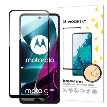 Apsauginis grūdintas stiklas Wozinsky Motorola Moto G200 5G 9H Full Glue su juodu rėmeliu