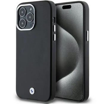 BMW Signature Wrapped Metal MagSafe dėklas iPhone 15 Pro Max, juodas