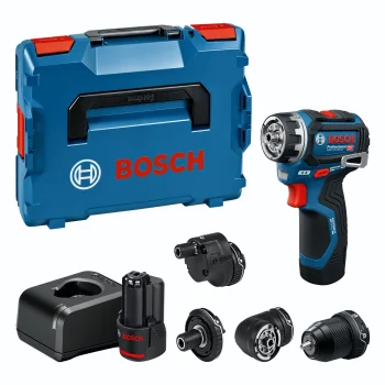 Akumuliatorinis gręžtuvas-suktuvas Bosch GSR 12V-32 FC su 2x2.0Ah akumuliatoriais ir FlexiClick priedais
