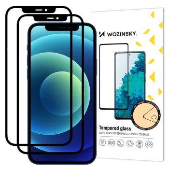 Apsauginis stiklas „Apple iPhone 12 / 12 Pro“ (6.1"), 5D, 2 vnt., juodas