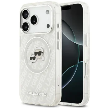 Karl Lagerfeld IML Glitter Karl&Choupette Heads Logo MagSafe Phone Case Cover iPhone 17 Pro - Gray