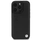 BMW Leather Hot Stamp dėklas, skirtas iPhone 16 Pro, juodas