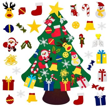 DIY Felt Christmas Tree for Kids with Ornaments, 100 cm