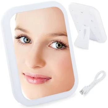 Griažiamo LED kosmetinis veidrodis, 15x20 cm (įvairių spalvų)
