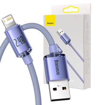 USB to Lightning Cable Baseus Crystal Shine 2.4A 2m Purple