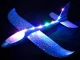 Didelis putplasčio lėktuvas-sklandytuvas su LED apšvietimu, mėlynas, 47 cm