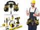 Multifunctional Tool Belt, 22 Pockets, Hammer Holder, Black