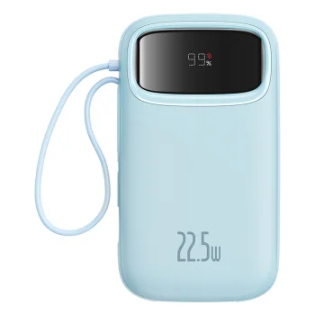 Baseus Qpow2 20000mAh 22.5W Powerbank with Dual Cable with Digital Display + Baseus Simple USB-C 3A Cable 0.3m (White)...