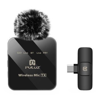 Belaidis mikrofonas Puluz PU648B, USB-C, juodas
