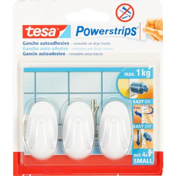 Lipnus sieninis kabliukas Tesa Powerstrips Small Oval 57533, baltas