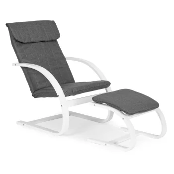 Modernhome Rocking Chair with Footrest, Grey/White