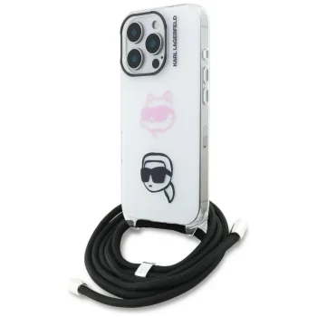 Karl Lagerfeld IML Crossbody Karl&Choupette dėklas iPhone 16 Pro Max - Baltas