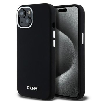 DKNY dėklas iPhone 15 Plus / 14 Plus su MagSafe, juodas