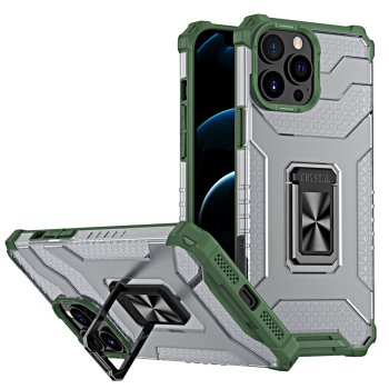 Crystal Ring Case smūgiams atsparus dėklas Apple iPhone 13 Pro Max, Žalias