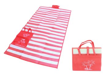 Waterproof beach mat with inflatable pillow, red