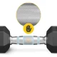 4Fizjo HEX Steel Dumbbell with Rubber Coating, 30 kg, Black