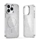 Dėklas iPhone 16 Pro Glitter Case MagSafe, pusiau skaidrus baltas su blizgučiais