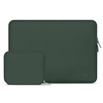 Tech-Protect Neoslim 15-16 klėpinio kompiuterio dėklas su krepšeliu priedams, žalias