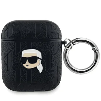 Karl Lagerfeld dėklas, skirtas AirPods 1 / 2, Monogram Karl Head, juodas