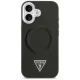 Guess dėklas iPhone 17 telefonui PU Leather Triangle Logo MagSafe, juodas