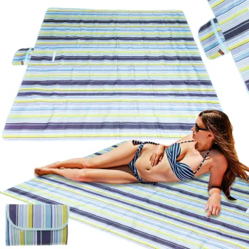 Waterproof foldable beach and picnic blanket 200x200 cm, blue