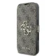 Atverčiamas dėklas Guess 4G Metal Logo, skirtas iPhone 16 Plus, rudas