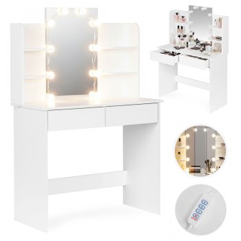 ModernHome kosmetinis staliukas su LED veidrodžiu ZDT-02