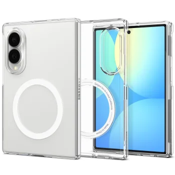 Spigen AirSkin MagFit dėklas skirtas Samsung Galaxy Z Fold 8, skaidrus ir baltas