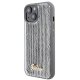 Guess dėklas iPhone 15 telefonui Sequin Script Metal, sidabrinis
