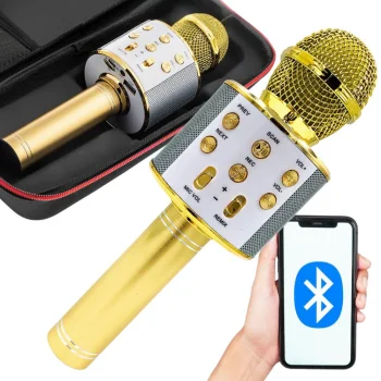 Belaidis karaoke mikrofonas su „Bluetooth“ garsiakalbiu ir balso keitikliu