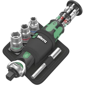 Terkšlės ir antgalių rinkinys Wera 8009 Zyklop Pocket Imperial Set 2, 18 dalių