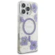 Guess Resin Flowers MagSafe dėklas iPhone 16 Pro Max telefonui, violetinis