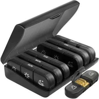 Weekly Pill Organizer for 7 Days Ruhhy 24287, Black