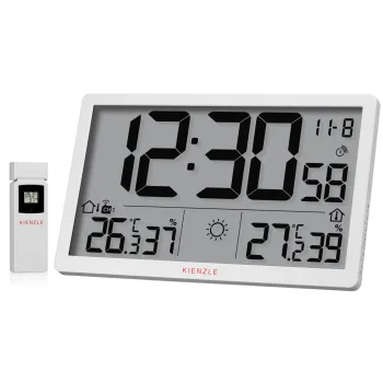 Meteorologinė stotelė ir sieninis laikrodis Kienzle Jumbo NEO LCD, baltas