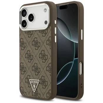 Guess MagSafe 4G PU Leather Case for iPhone 17 Pro Max, Brown
