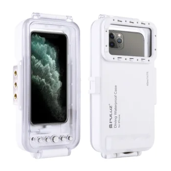 Puluz PU9010W vandeniui atsparus povandeninis dėklas iPhone telefonams iki 45m, Baltas