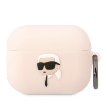 Karl Lagerfeld KLAPRUNIKP Silicone Karl Head 3D AirPods Pro dėklas, rožinis