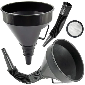 Fuel and Oil Funnel with Strainer and Flexible Hose, 16cm
