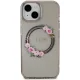 Guess dėklas iPhone 15 / 14 / 13 IML Flowers Wreath MagSafe, juodas