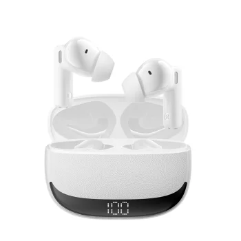 BWOO BW40 belaidės Bluetooth TWS ausinės su ANC ir LED ekranu, baltos