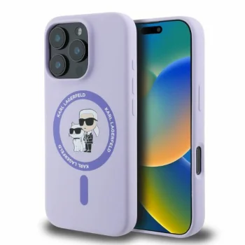 Karl Lagerfeld Silicone Karl&Choupette Heads Ring MagSafe Phone Case Cover iPhone 16 Pro Max - Purple