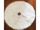 Christmas Tree Rug Mat, White Furry, Round, 90 cm